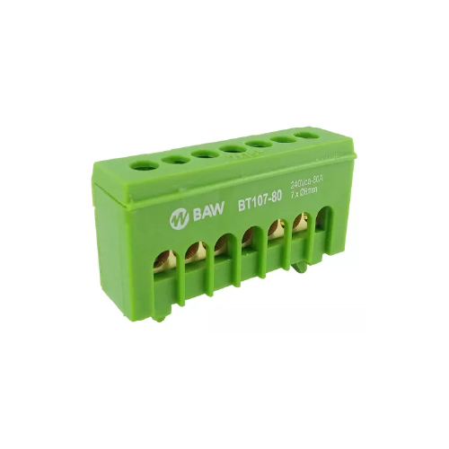 REPARTIDOR UNIPOLAR VERDE 80A 7 CONEX.